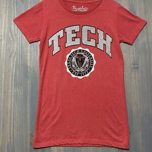 TTU Texas Tech Womens Short Sleeve Tshirt Size M Red Silver TECH Black Seal
